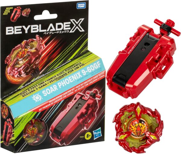 X Spinning Toupie Pack Phoenix X-23 avec Lanceur à Corde Deluxe et Poignée | Compatibles